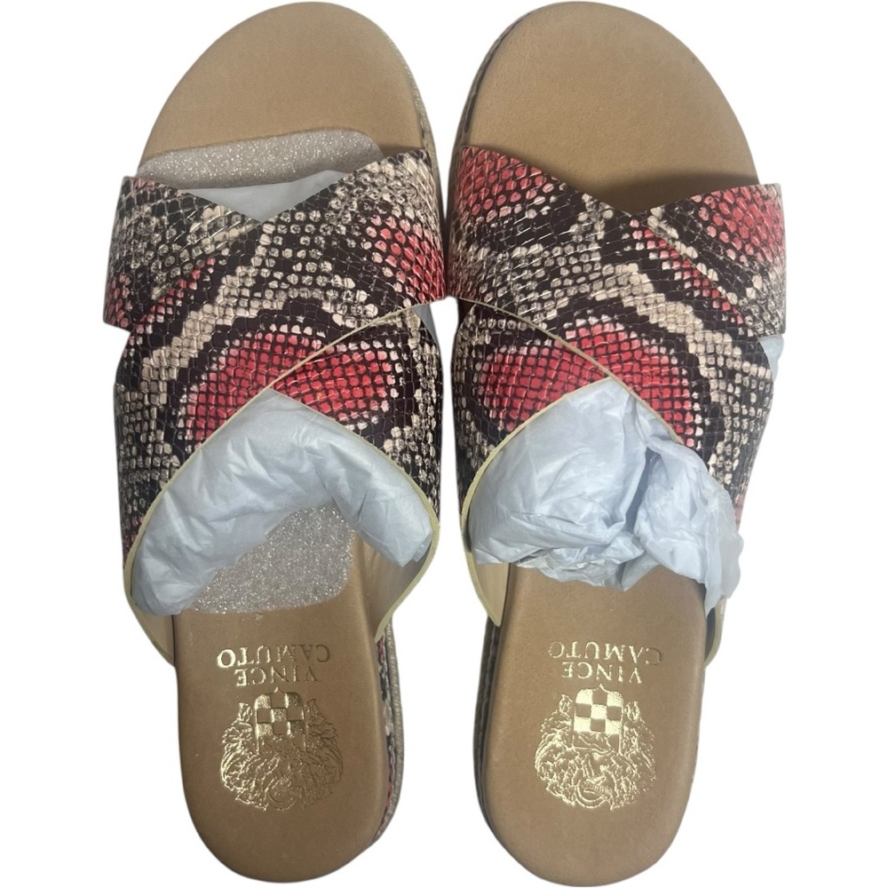 Vince Camuto Women's Snake Print Sandals - Red and Brown size 7.5 VC-Rickert NIB